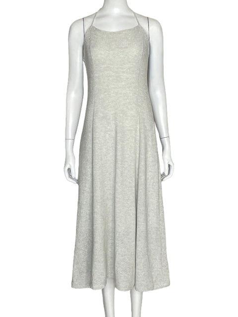 Vestido Zara Punto Metalizado Plateado-Talla S