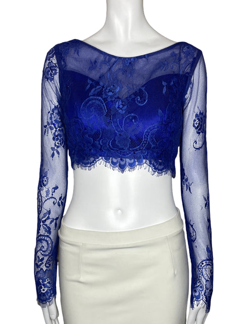 Top Tesoro TPS Encaje Pedreria Azul-Talla M