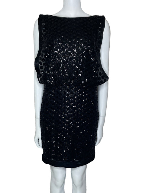 Vestido Laundry By Shelli Segal Lentejuelas Negro-Talla 4