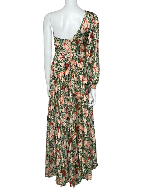 Vestido Arial 12 One Shoulder Plisado Beige-Talla 8