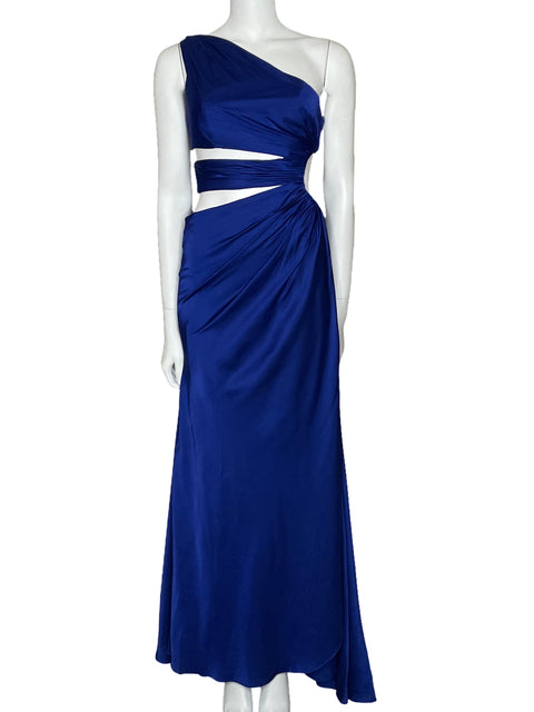 Vestido Mac Duggal One Shoulder Cut Out Azul-Talla 0