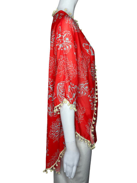 Cardigan Agua Maria Estampado Marino Naranja-Talla U
