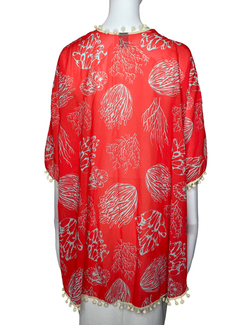 Cardigan Agua Maria Estampado Marino Naranja-Talla U