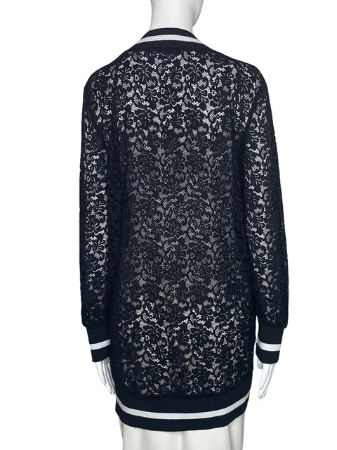 Blusa Zara Encaje Raya Negro-Talla S