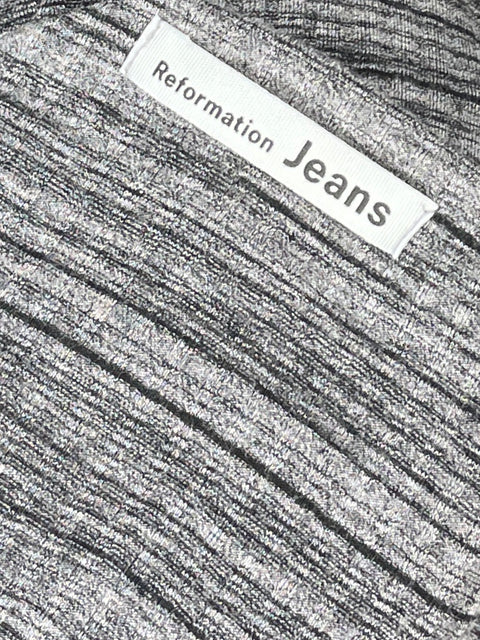 Vestido Reformation Jeans Midi Manga Corta Gris-Talla S