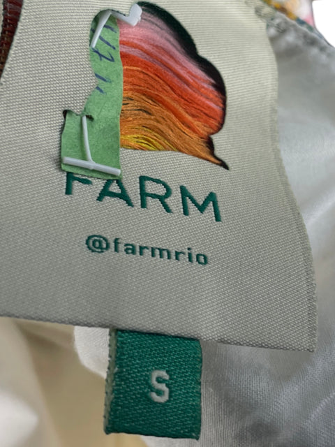 Vestido Farm Rio Midi Pañuelos De Bosque Blanco - Talla S