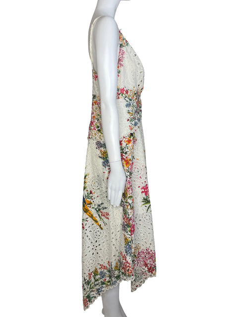 Vestido Farm Rio Midi Pañuelos De Bosque Blanco - Talla S