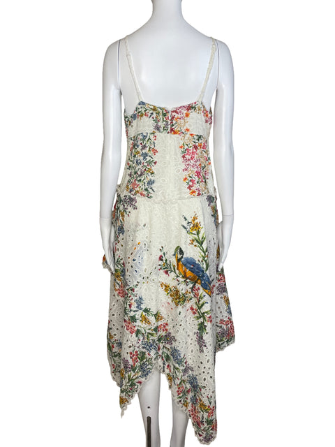 Vestido Farm Rio Midi Pañuelos De Bosque Blanco - Talla S
