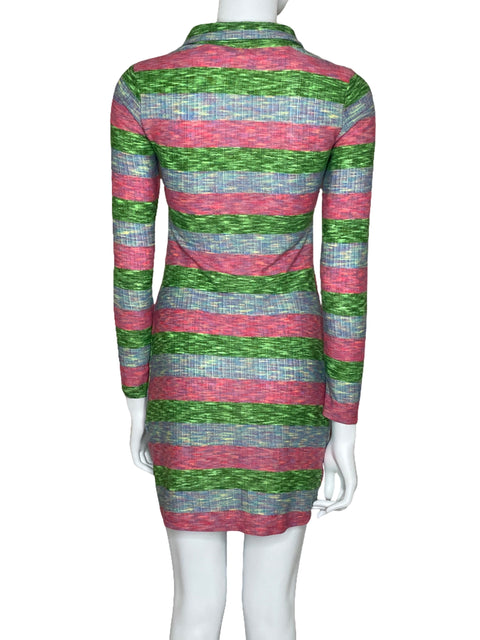 Vestido Zara Camisero Drapeado Verde-Talla S