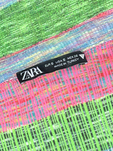 Vestido Zara Camisero Drapeado Verde-Talla S