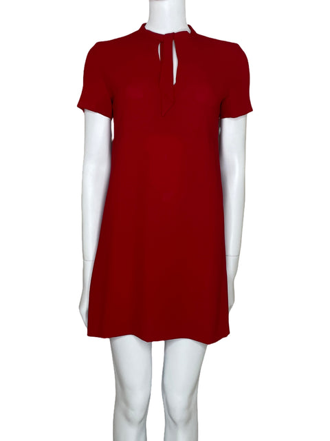 Vestido Zara Mini Cuello V Rojo-Talla XS