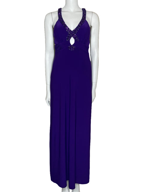 Vestido Dave & Johnny Cut Out Pedrería Morado-Talla 2