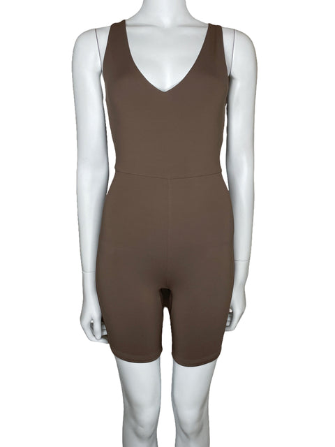 Romper Babaton Escote V Beige-Talla S