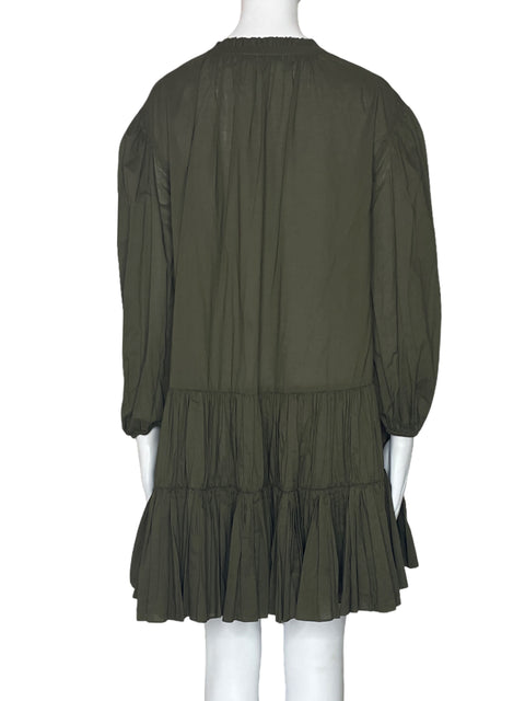 Vestido Maje Cuello V Plizado Verde-Talla 34