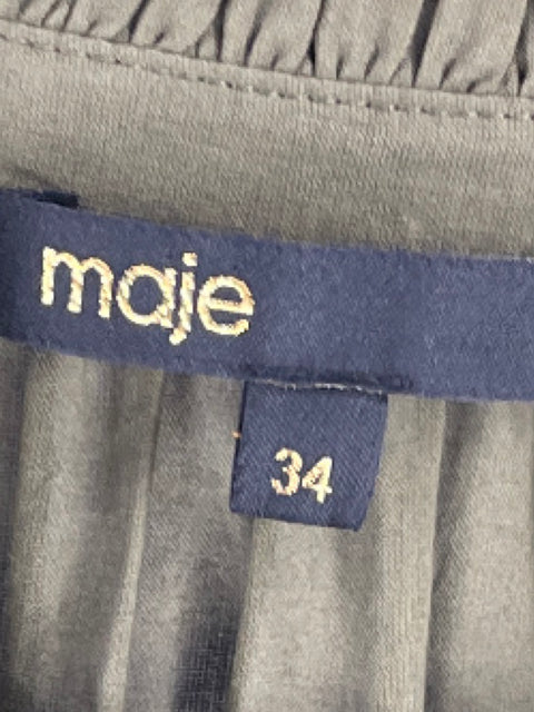 Vestido Maje Cuello V Plizado Verde-Talla 34