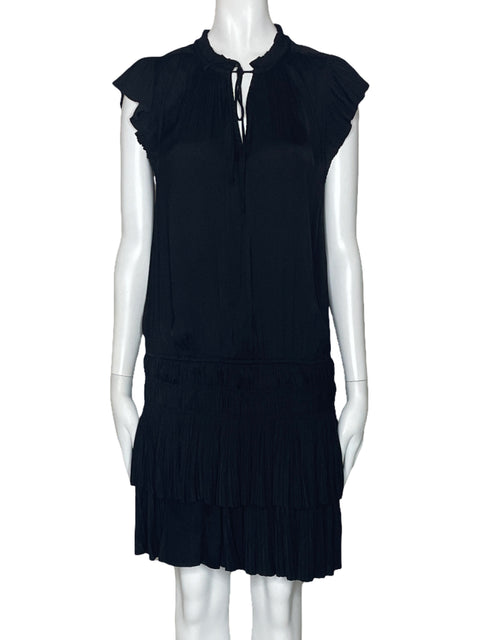 Vestido Current Air Pliegues Capas Negro-Talla XS