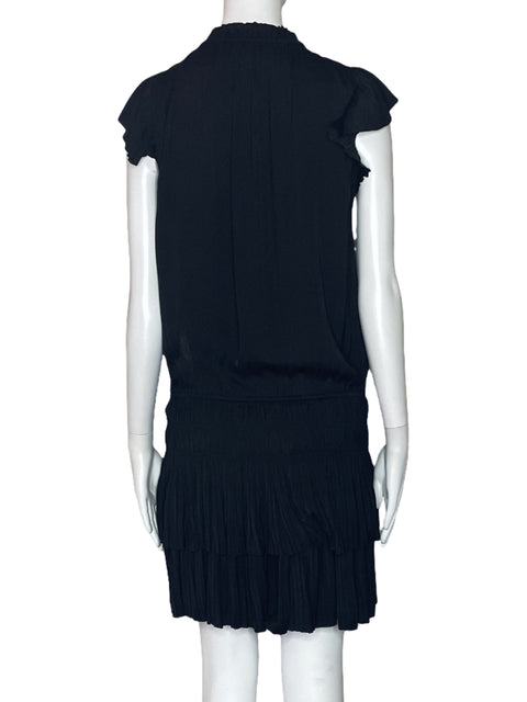 Vestido Current Air Pliegues Capas Negro-Talla XS