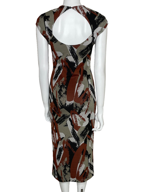 Vestido Zara Midi Cut Out Beige-Talla M