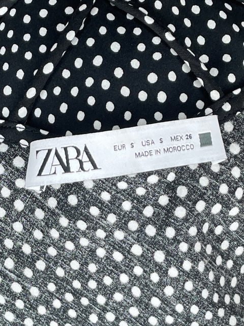 Vestido Zara Puntos Tirantes Negro-Talla S