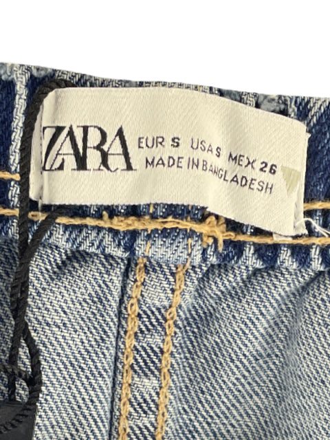 Falda Zara Denim Cargo Azul-Talla S