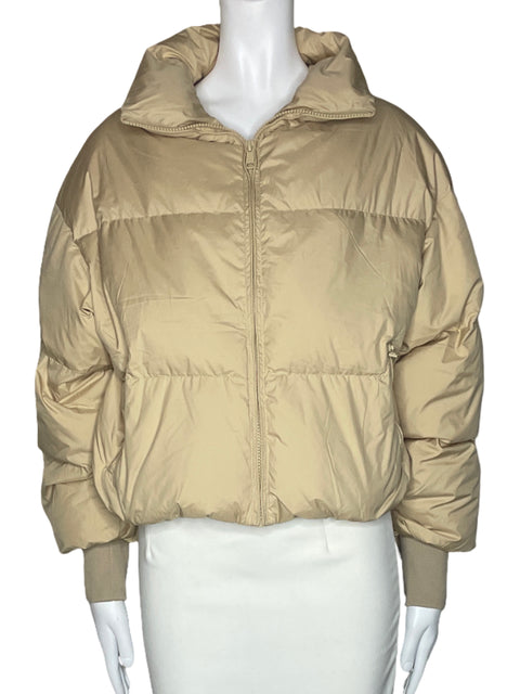 Chaqueta Orolay Puff Bolsillos Beige-Talla XS