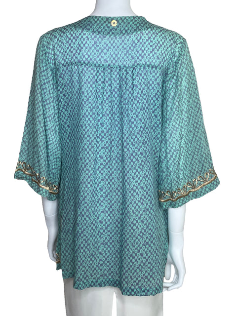 Blusa OndaDeMar Media Manga Estampada Azul-Talla M