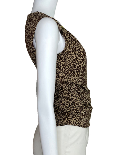 Top Michael Kors Drapeada Animal Print Beige-Talla XS