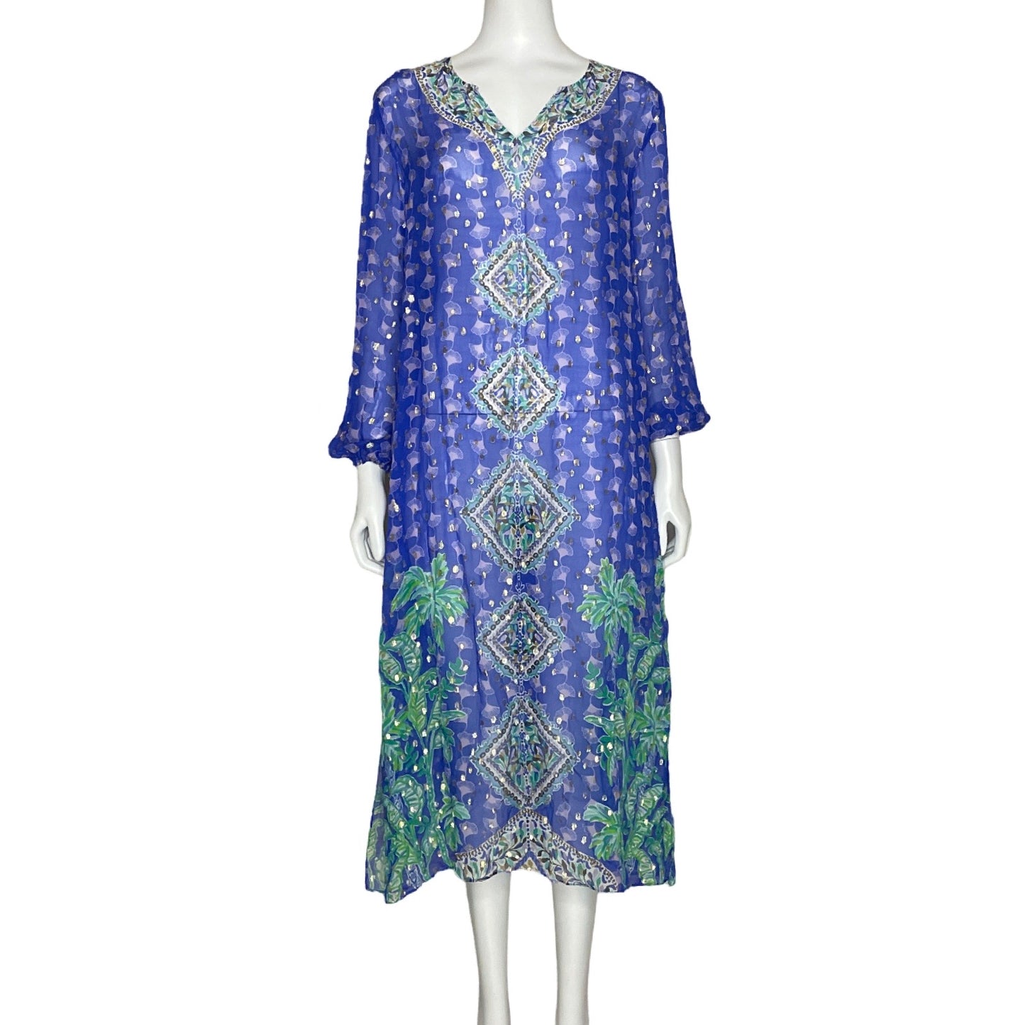 Vestido Lili Pulitzer Transparente Azul-Talla XS