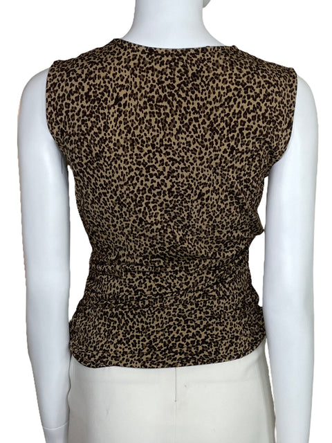 Top Michael Kors Drapeada Animal Print Beige-Talla XS