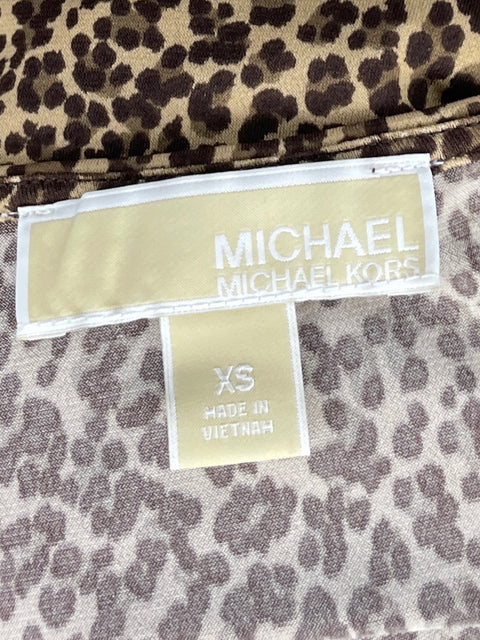 Top Michael Kors Drapeada Animal Print Beige-Talla XS