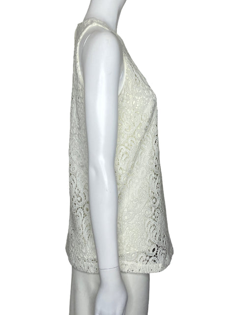 Blusa Massimo Dutti Sin Mangas Encaje Blanco-Talla 4