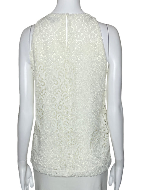 Blusa Massimo Dutti Sin Mangas Encaje Blanco-Talla 4