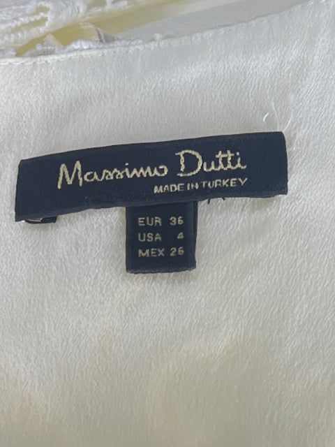 Blusa Massimo Dutti Sin Mangas Encaje Blanco-Talla 4