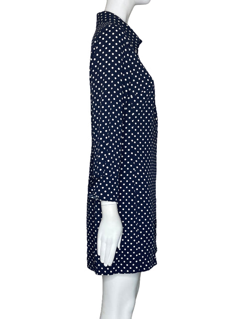 Vestido Zara Camisero Lunares Azul-Talla M