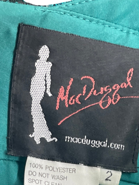Vestido Mac Duggal Brillo Plizado Verde-Talla 2