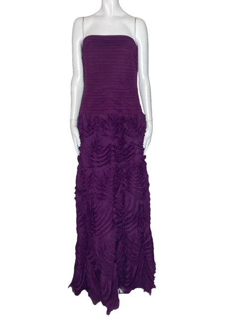 Vestido Tadashi Shoji Strapless Vuelo Morado-Talla 8