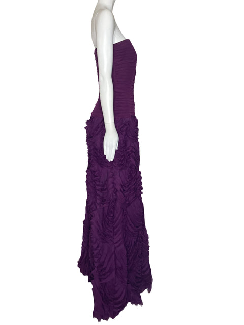 Vestido Tadashi Shoji Strapless Vuelo Morado-Talla 8