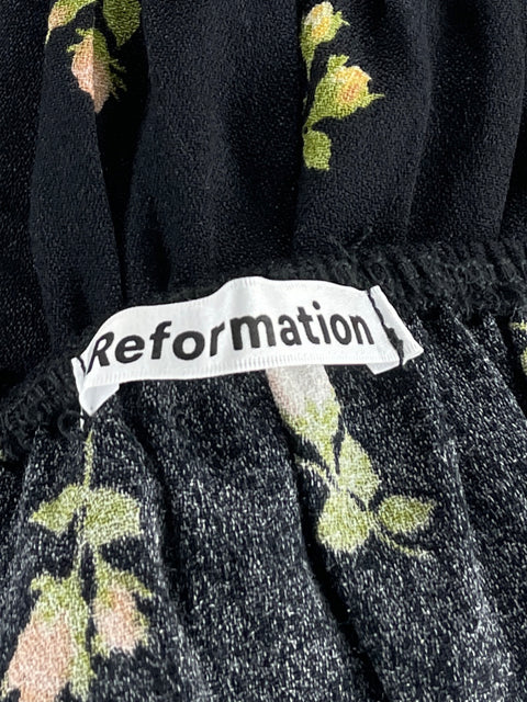 Top Reformation Floral Negro-Talla S