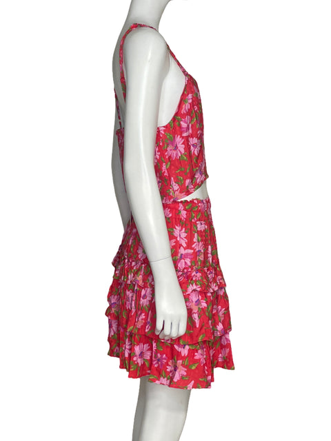 Set LoveShackFancy Top + Falda Floral Rojo - Talla 8