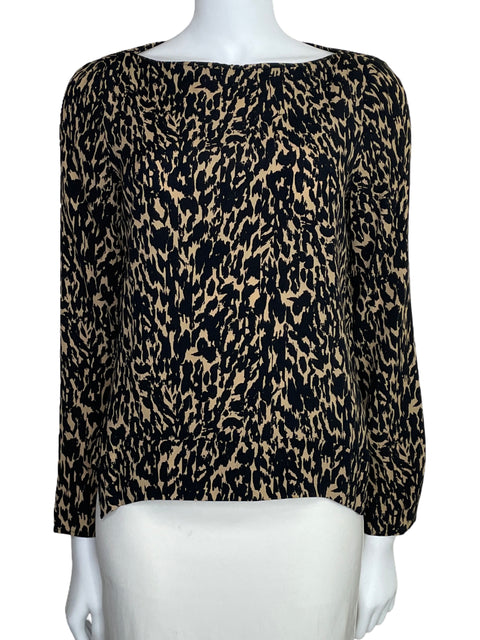 Blusa Zara Estampada Asimétrica Beige-Talla S