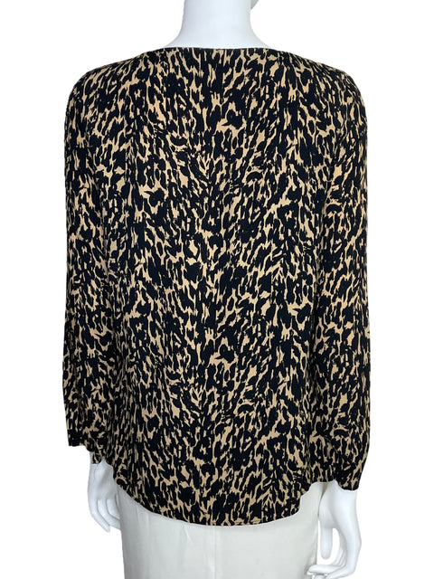 Blusa Zara Estampada Asimétrica Beige-Talla S
