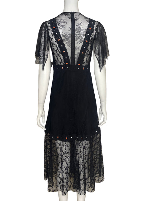 Vestido Sandro Encaje Negro - Talla S