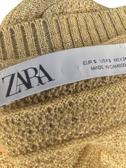 Vestido Zara Brillante Dorado - Talla S