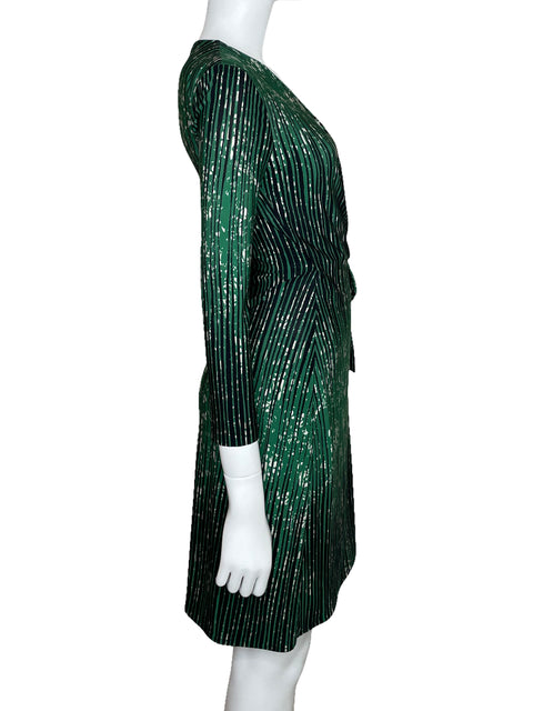 Vestido BCBG Media Manga Crossbody Verde-Talla XS