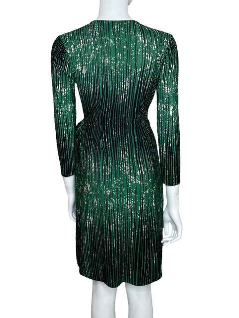 Vestido BCBG Media Manga Crossbody Verde-Talla XS