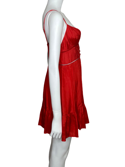 Vestido Urban Outfitters Satinado Tirantes Naranja-Talla S