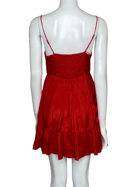 Vestido Urban Outfitters Satinado Tirantes Naranja-Talla S