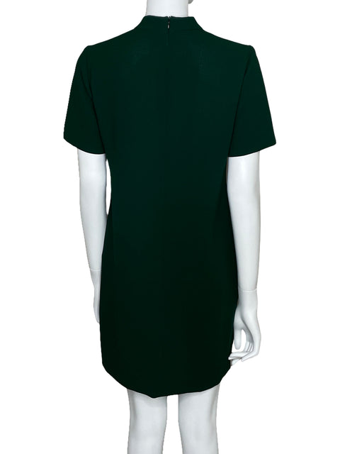 Vestido Zara Cuello Alto Escote V Verde-Talla S