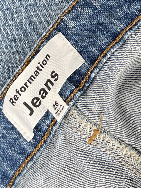 Pantalon Reformation Jeans Ultra High Rise Straight Azul-Talla 26