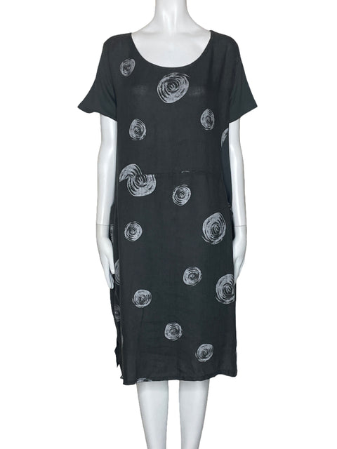 Vestido Made In Italy Estampado Cicular Gris-Talla L